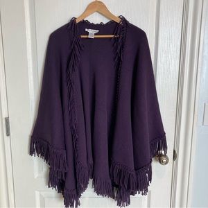Coldwater Creek Woman’s Purple Fringe Cape, Wrap